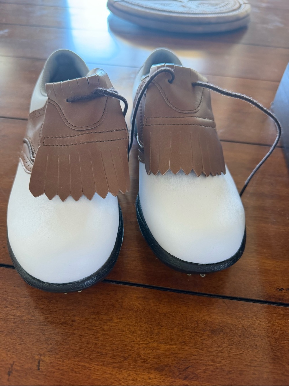 Kids Two-Tone Brown and White Dress Shoes
